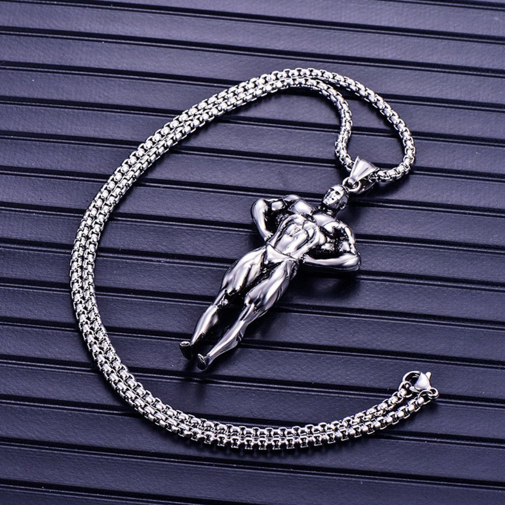 Retro Surgical Fitness Muscle Pendant Necklace For Women/Men, N90201p184 View 4